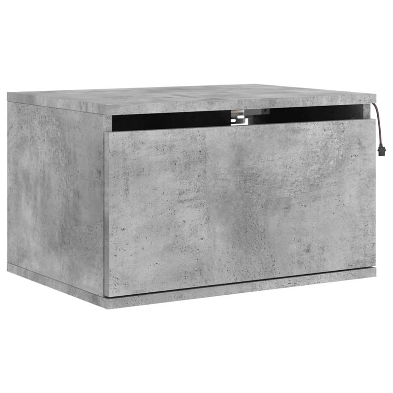 Casa si Gradina - Mobilier - Comode si corpuri - Noptiere - Noptiera montata pe perete cu lumini LED, gri beton - Infinity.ro