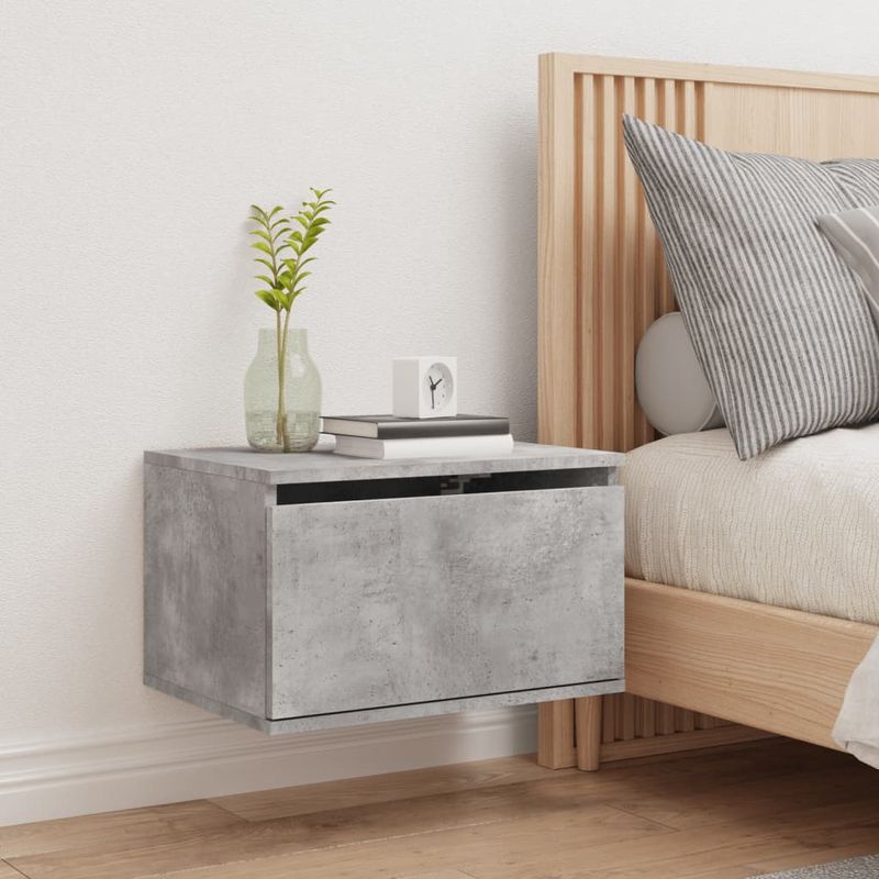 Casa si Gradina - Mobilier - Comode si corpuri - Noptiere - Noptiera montata pe perete cu lumini LED, gri beton - Infinity.ro