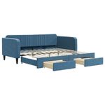 Casa si Gradina - Mobilier - Paturi si accesorii - Paturi - Pat de zi cu extensie si sertare, albastru, 100x200 cm, catifea - Infinity.ro