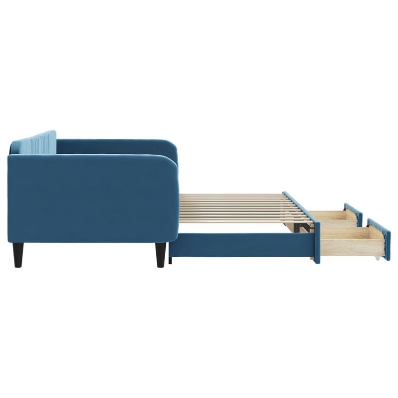 Casa si Gradina - Mobilier - Paturi si accesorii - Paturi - Pat de zi cu extensie si sertare, albastru, 100x200 cm, catifea - Infinity.ro