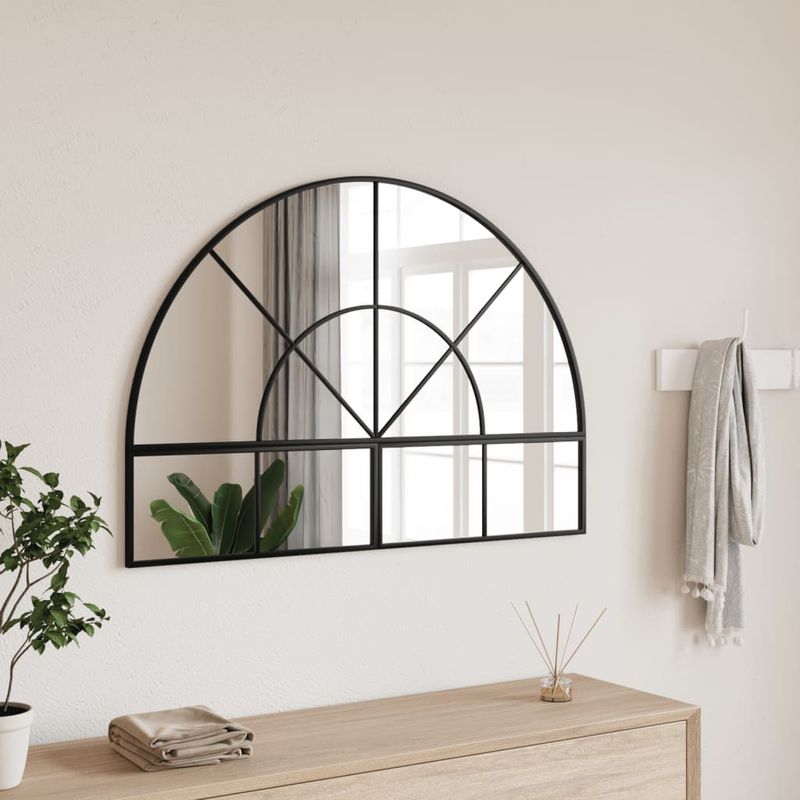 Casa si Gradina - Decoratiuni - Oglinzi - Oglinda de perete, negru, 100x70 cm, arcuita, fier - Infinity.ro