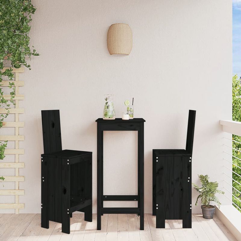 Casa si Gradina - Gradina si terasa - Mobilier exterior - Scaune si sezlonguri gradina - Scaune de bar, 2 buc., negru, 40x42x120 cm, lemn masiv de pin - Infinity.ro
