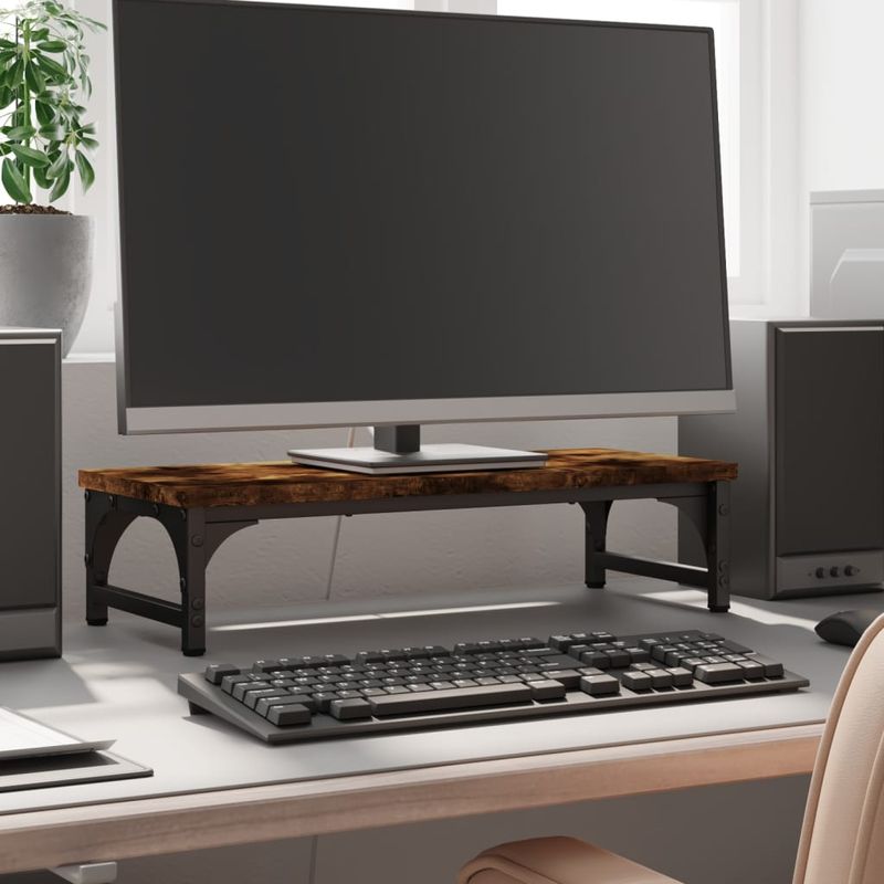 PC, gaming si accesorii - Desktop PC & monitoare - Accesorii monitoare - Suport de monitor, stejar fumuriu, 55x23x14 cm, lemn compozit - Infinity.ro