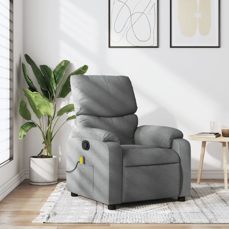 Ingrijire personala si Cosmetice - Sanatate si wellness - Articole wellness - Fotolii de masaj - Fotoliu de masaj rabatabil, gri deschis, textil - Infinity.ro