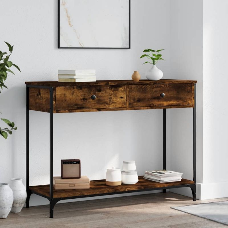 Casa si Gradina - Mobilier - Comode si corpuri - Console - Masuta consola, stejar fumuriu, 100x34,5x75 cm, lemn prelucrat - Infinity.ro