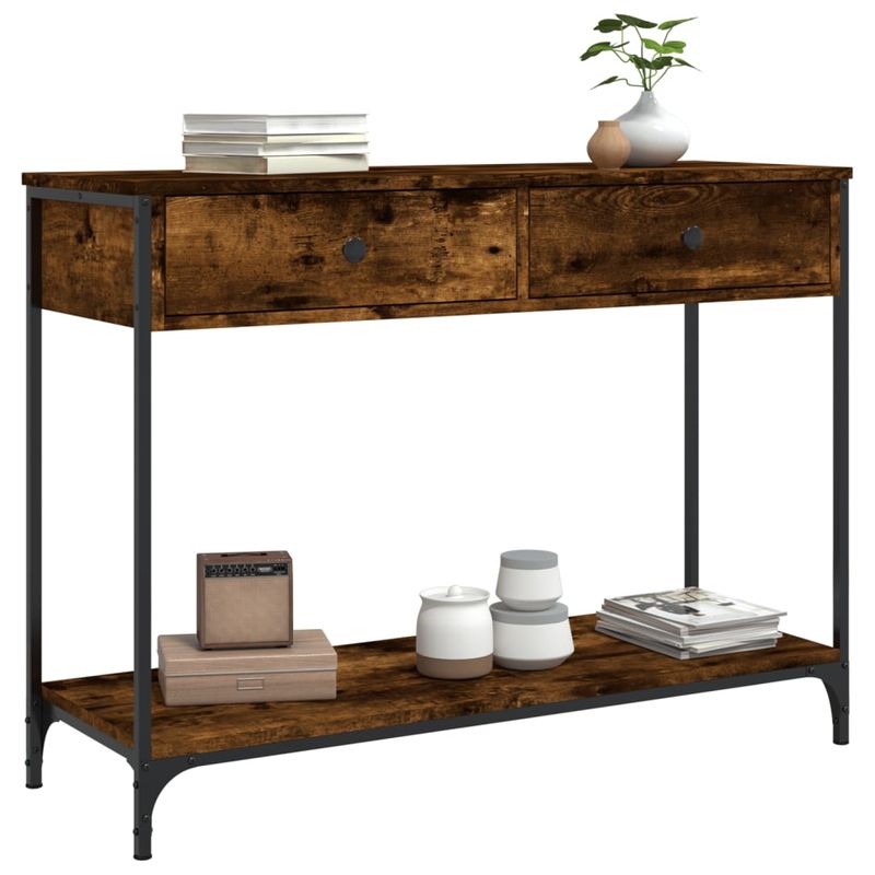 Casa si Gradina - Mobilier - Comode si corpuri - Console - Masuta consola, stejar fumuriu, 100x34,5x75 cm, lemn prelucrat - Infinity.ro
