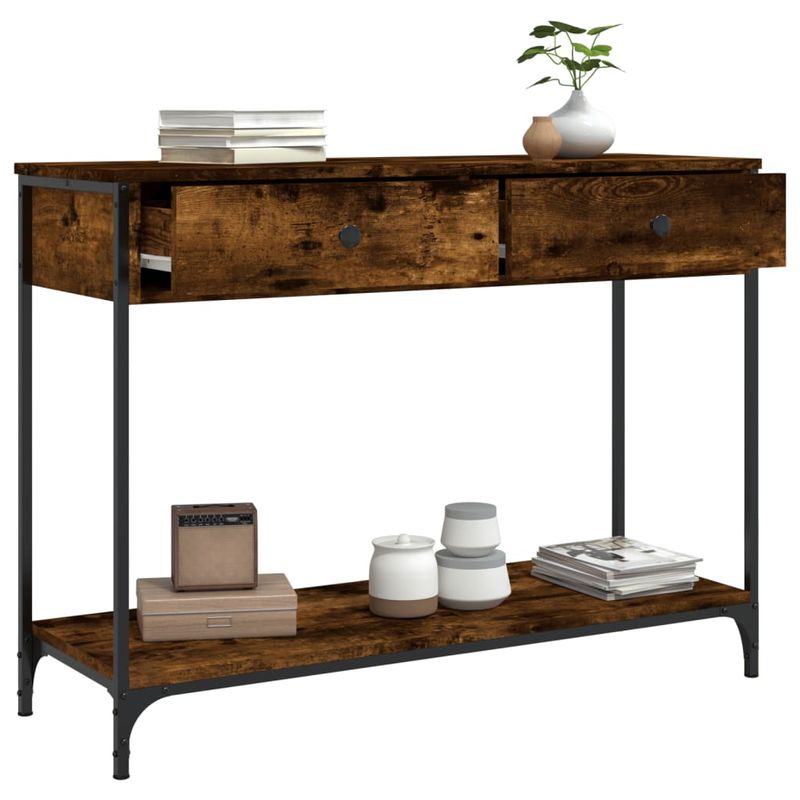 Casa si Gradina - Mobilier - Comode si corpuri - Console - Masuta consola, stejar fumuriu, 100x34,5x75 cm, lemn prelucrat - Infinity.ro
