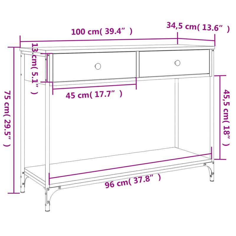 Casa si Gradina - Mobilier - Comode si corpuri - Console - Masuta consola, stejar fumuriu, 100x34,5x75 cm, lemn prelucrat - Infinity.ro