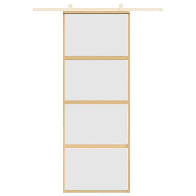 Casa si Gradina - Constructii - Usi interior, exterior si garaj - Usi garaj - Usa glisanta, auriu, 76x205 cm, sticla ESG mata si aluminiu - Infinity.ro