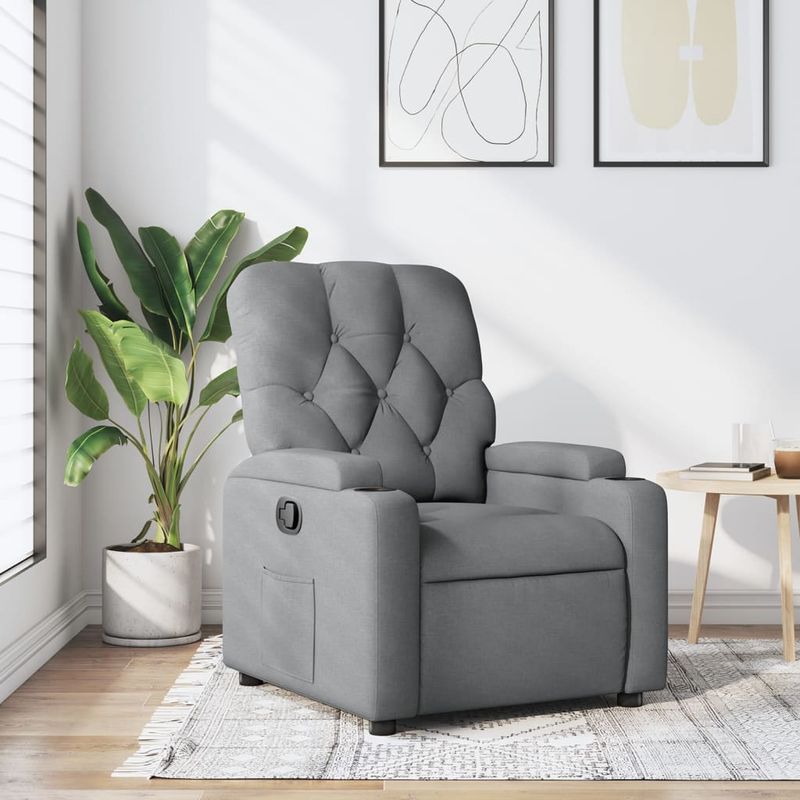 Casa si Gradina - Mobilier - Scaune si fotolii - Fotolii - Fotoliu rabatabil, gri deschis, material textil - Infinity.ro