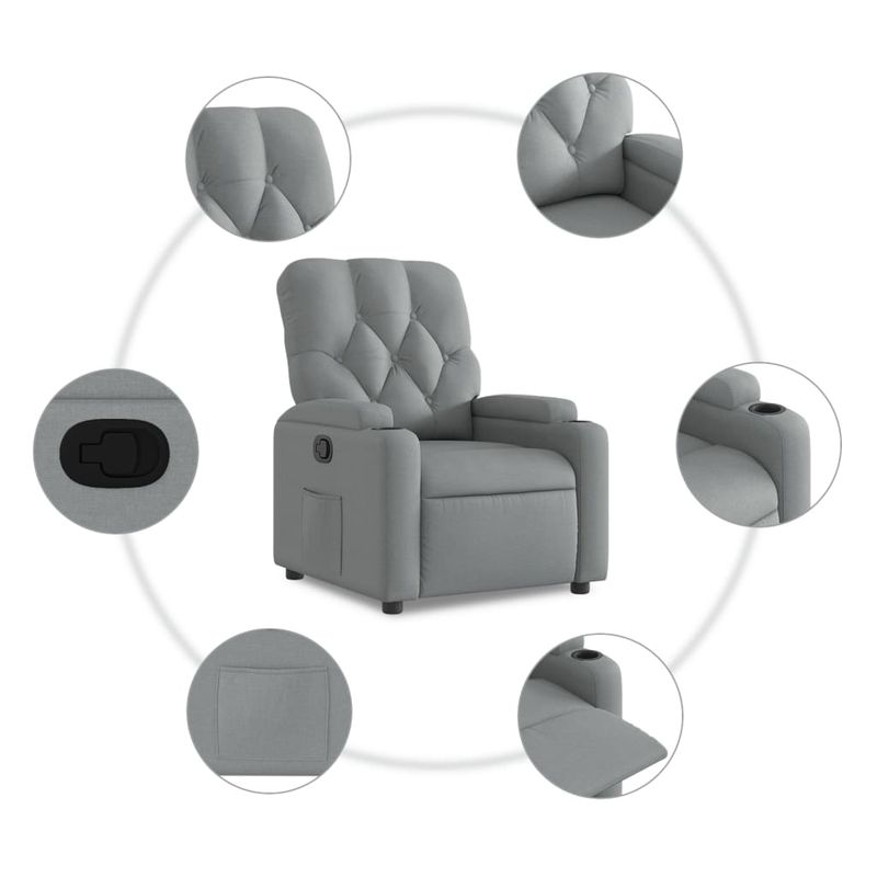 Casa si Gradina - Mobilier - Scaune si fotolii - Fotolii - Fotoliu rabatabil, gri deschis, material textil - Infinity.ro