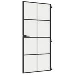 Casa si Gradina - Constructii - Usi interior, exterior si garaj - Usi garaj - Usa de interior negru 93x201,5 cm sticla securiz./aluminiu slim, negru și mat, model 4x2 grilaje - Infinity.ro