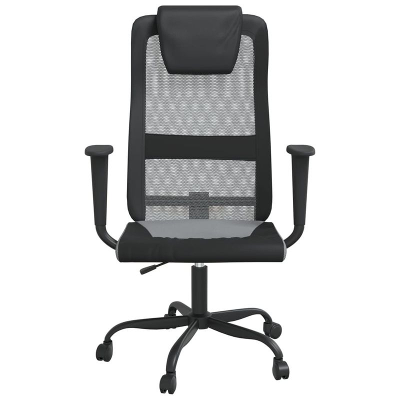 Casa si Gradina/Mobilier/Scaune si fotolii/Scaune - Scaun de birou reglabil in inaltime, gri/negru plasa/piele eco. - Infinity.ro