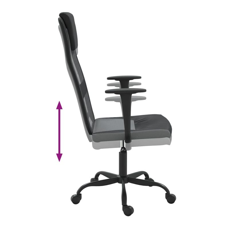 Casa si Gradina/Mobilier/Scaune si fotolii/Scaune - Scaun de birou reglabil in inaltime, gri/negru plasa/piele eco. - Infinity.ro