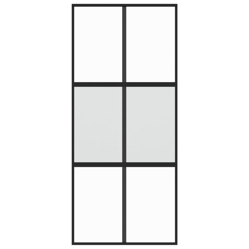 Casa si Gradina - Constructii - Usi interior, exterior si garaj - Usi garaj - Usa glisanta, negru, 90x205 cm, sticla securizata si aluminiu - Infinity.ro