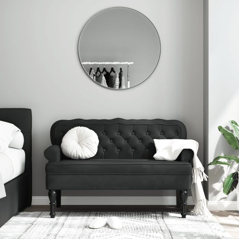 Casa si Gradina - Mobilier - Canapele si coltare - Banchete - Bancheta cu spatar, negru, 119,5x64,5x75 cm, catifea - Infinity.ro