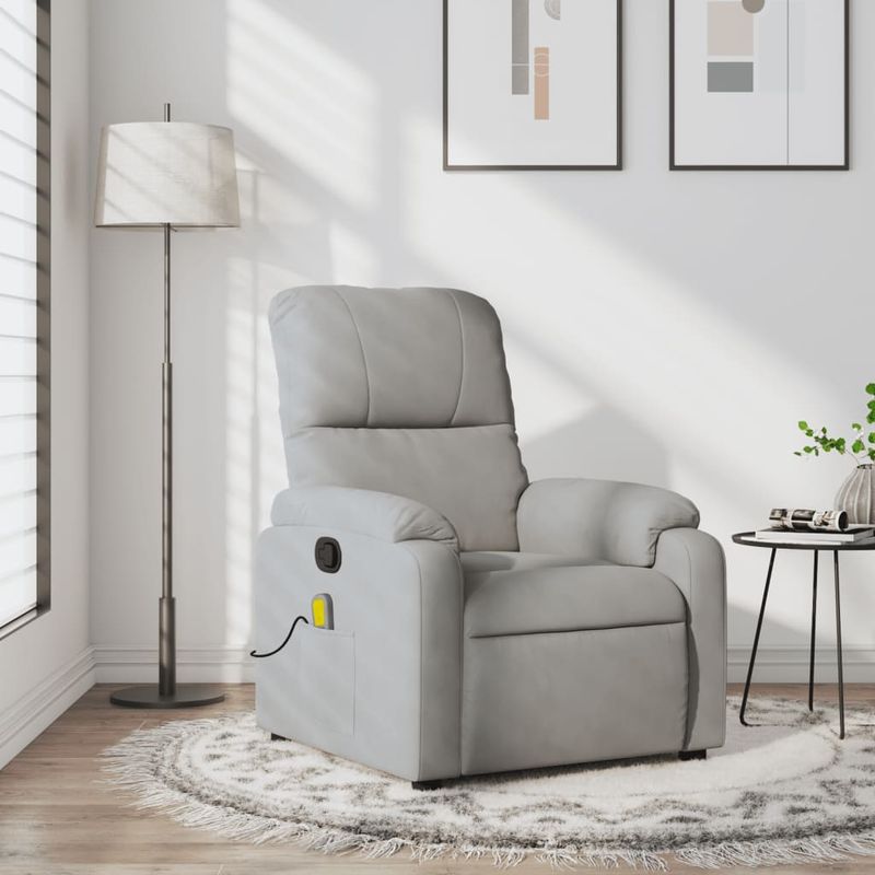 Ingrijire personala si Cosmetice - Sanatate si wellness - Articole wellness - Fotolii de masaj - Fotoliu de masaj rabatabil, gri deschis, microfibra - Infinity.ro