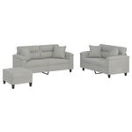Casa si Gradina - Mobilier - Seturi de mobilier - Seturi living - Set de canapele cu perne, 3 piese, gri deschis, microfibra - Infinity.ro