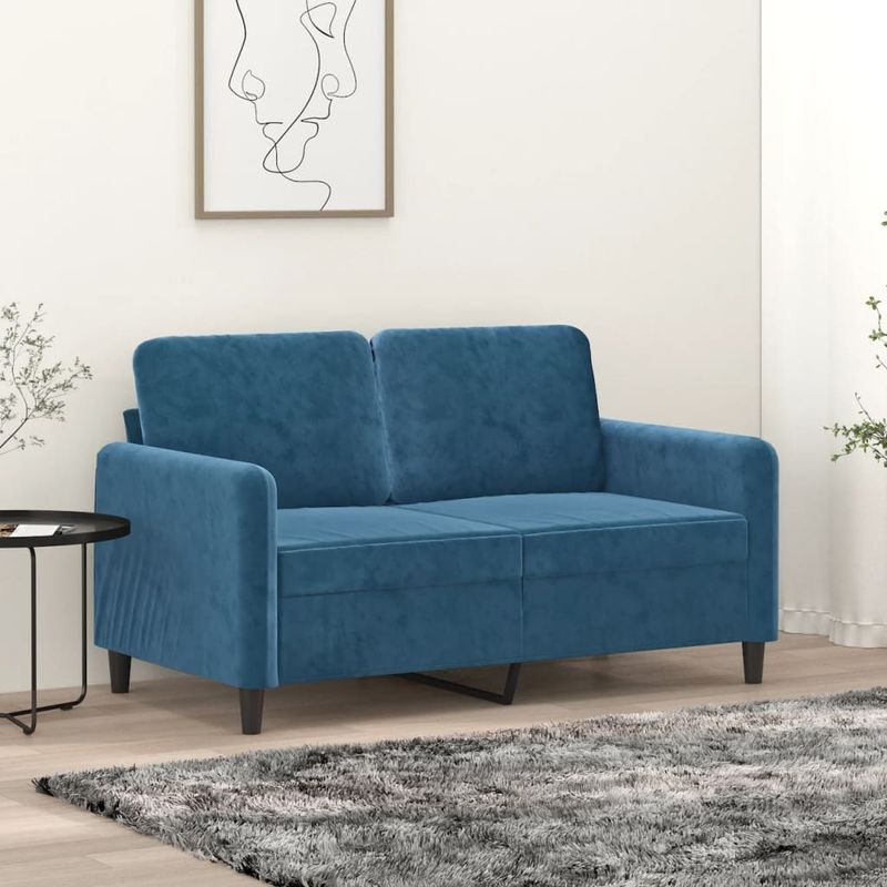 Casa si Gradina - Mobilier - Canapele si coltare - Canapele - Canapea cu 2 locuri, albastru, 120 cm, catifea - Infinity.ro