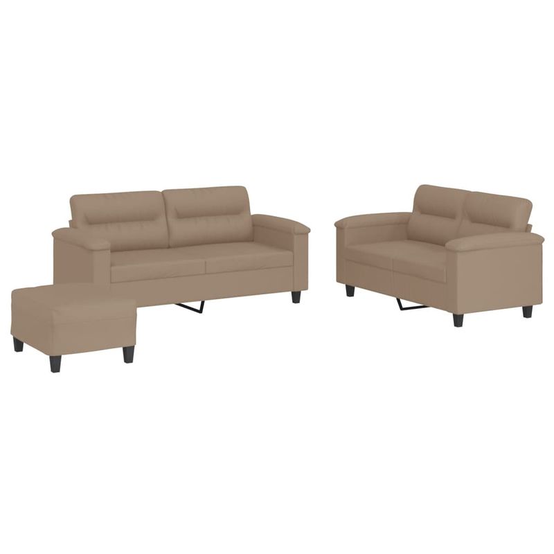 Casa si Gradina - Mobilier - Seturi de mobilier - Seturi living - Set de canapele cu perne, 3 piese, cappuccino, piele ecologica - Infinity.ro