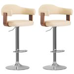 Casa si Gradina - Mobilier - Scaune si fotolii - Scaune - Scaune de bar, 2 buc., crem, lemn curbat si piele ecologica - Infinity.ro
