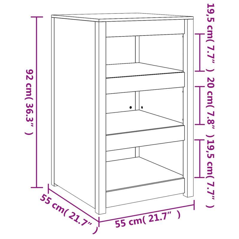 Casa si Gradina - Mobilier - Comode si corpuri - Corpuri bucatarie - Dulap bucatarie de exterior, 55x55x92 cm, lemn masiv douglas, model 3 rafturi - Infinity.ro