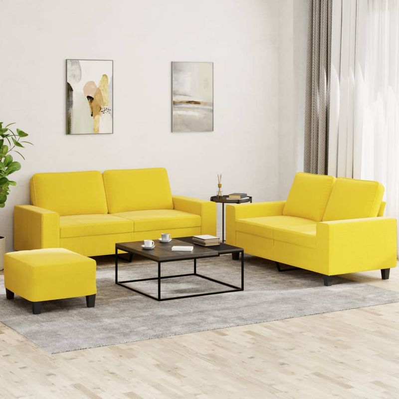 Casa si Gradina - Mobilier - Seturi de mobilier - Seturi living - Set de canapele, 3 piese, galben deschis, textil - Infinity.ro