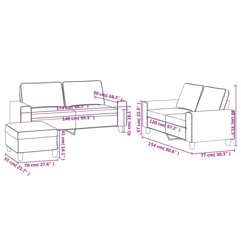 Casa si Gradina - Mobilier - Seturi de mobilier - Seturi living - Set de canapele, 3 piese, galben deschis, textil - Infinity.ro
