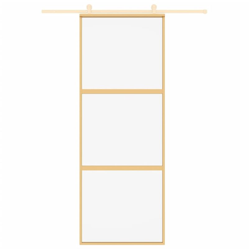 Casa si Gradina - Constructii - Usi interior, exterior si garaj - Usi garaj - Usa glisanta auriu 76x205 cm sticla ESG transparenta/aluminiu - Infinity.ro