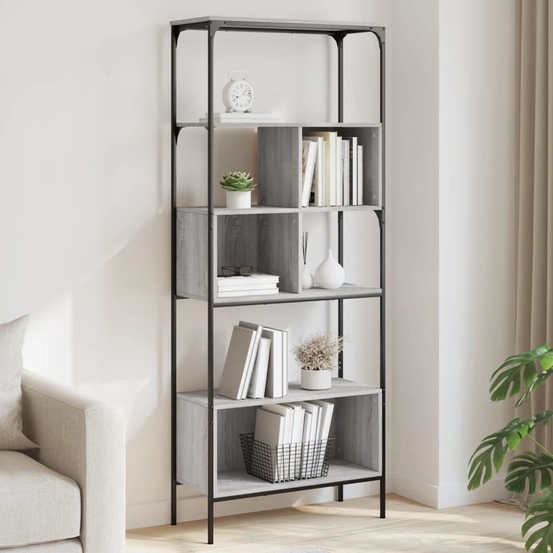 Casa si Gradina - Mobilier - Biblioteci si rafturi - Biblioteci - Biblioteca cu 5 niveluri gri sonoma 76x33x188,5cm lemn compozit - Infinity.ro
