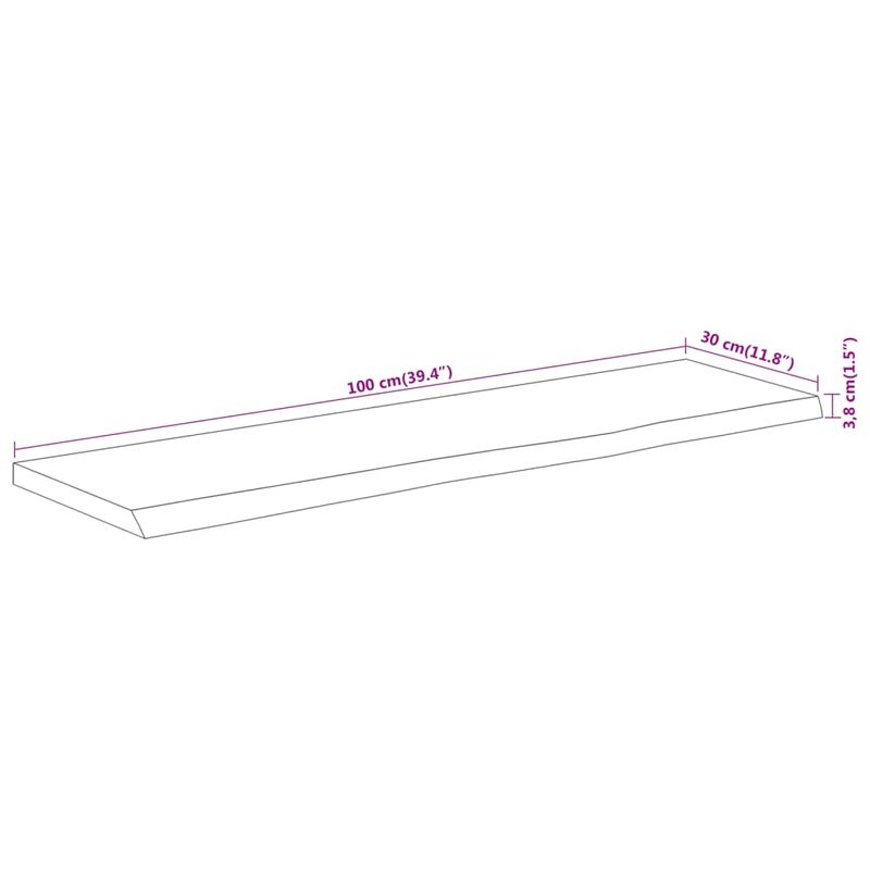 Casa si Gradina - Mobilier - Biblioteci si rafturi - Rafturi - Raft perete 100x30x3,8cm dreptunghiular lemn acacia margine vie - Infinity.ro