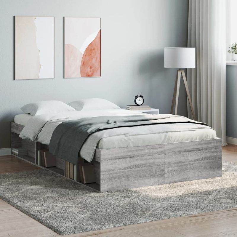 Casa si Gradina - Mobilier - Paturi si accesorii - Paturi - Cadru de pat mic dublu, sonoma gri, 120x190 cm - Infinity.ro