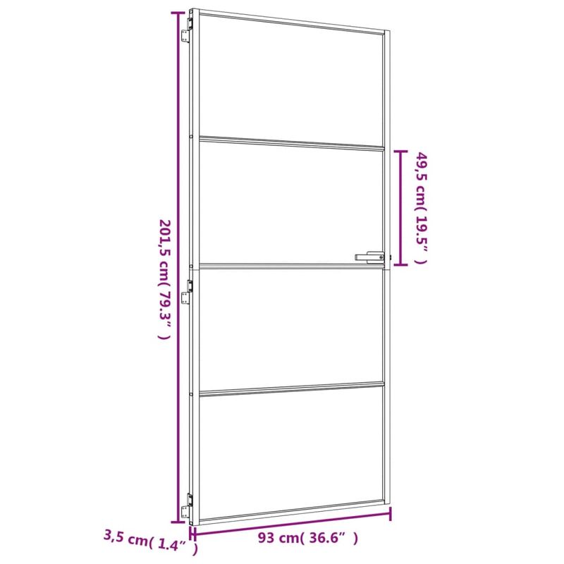Casa si Gradina - Constructii - Usi interior, exterior si garaj - Usi interior - Usa interioara Slim auriu 93x201,5cm sticla securizata/aluminiu, auriu și transparent, model 3 bare orizontale - Infinity.ro