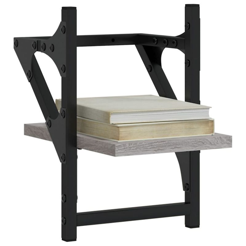 Casa si Gradina - Mobilier - Biblioteci si rafturi - Rafturi - Rafturi de perete cu bare, 2 buc., gri sonoma, 20x25x30 cm - Infinity.ro