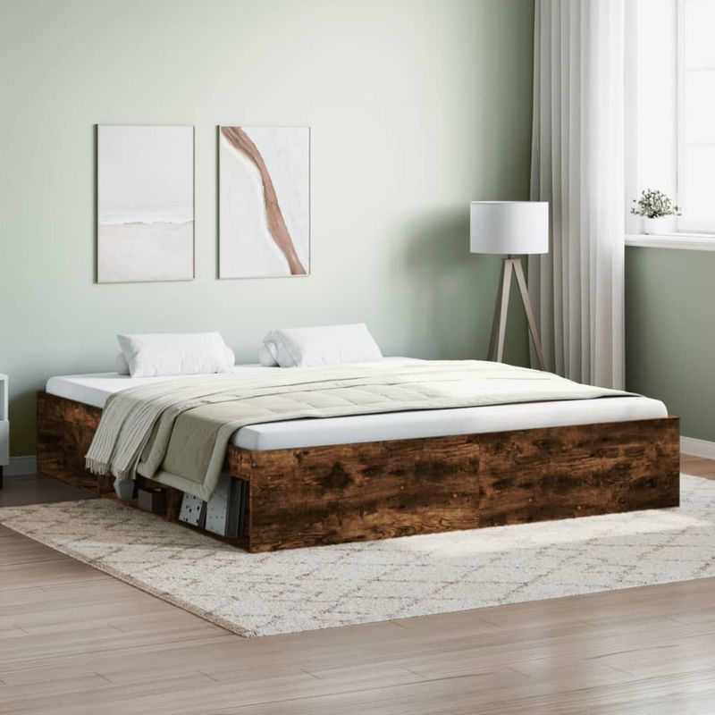 Casa si Gradina - Mobilier - Paturi si accesorii - Paturi - Cadru pat, stejar afumat, 180x200 cm, Super King Size - Infinity.ro