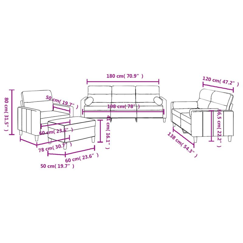 Casa si Gradina - Mobilier - Seturi de mobilier - Seturi living - Set de canapele cu perne, 4 piese, gri taupe, textil - Infinity.ro