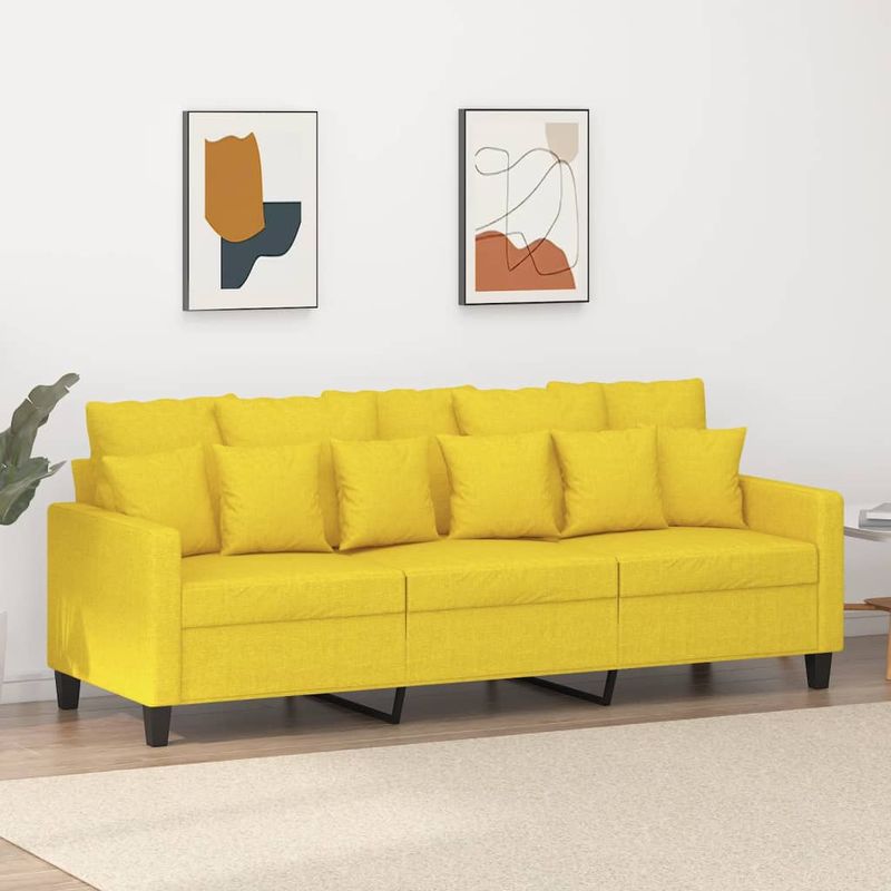 Casa si Gradina - Mobilier - Canapele si coltare - Canapele - Canapea cu 3 locuri, galben deschis, 180 cm, material textil - Infinity.ro