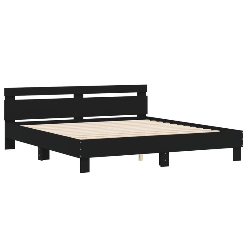 Casa si Gradina - Mobilier - Paturi si accesorii - Paturi - Cadru de pat cu tablie 200x200 cm, negru, lemn prelucrat - Infinity.ro