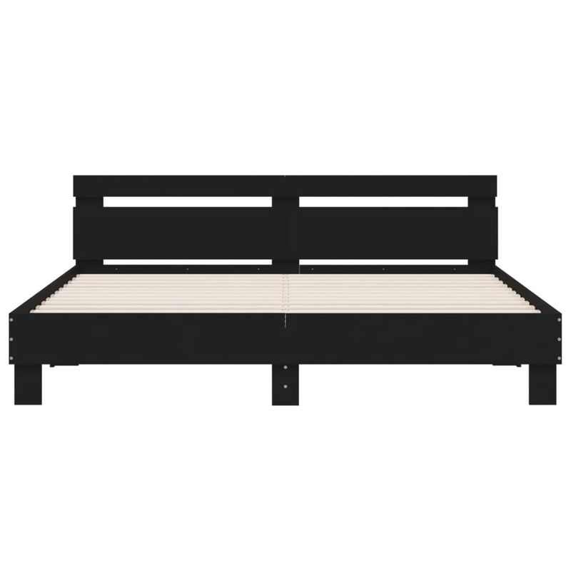 Casa si Gradina - Mobilier - Paturi si accesorii - Paturi - Cadru de pat cu tablie 200x200 cm, negru, lemn prelucrat - Infinity.ro