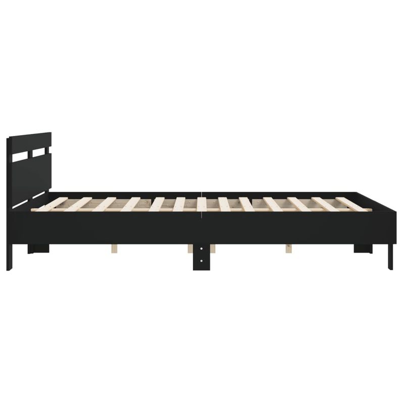 Casa si Gradina - Mobilier - Paturi si accesorii - Paturi - Cadru de pat cu tablie 200x200 cm, negru, lemn prelucrat - Infinity.ro