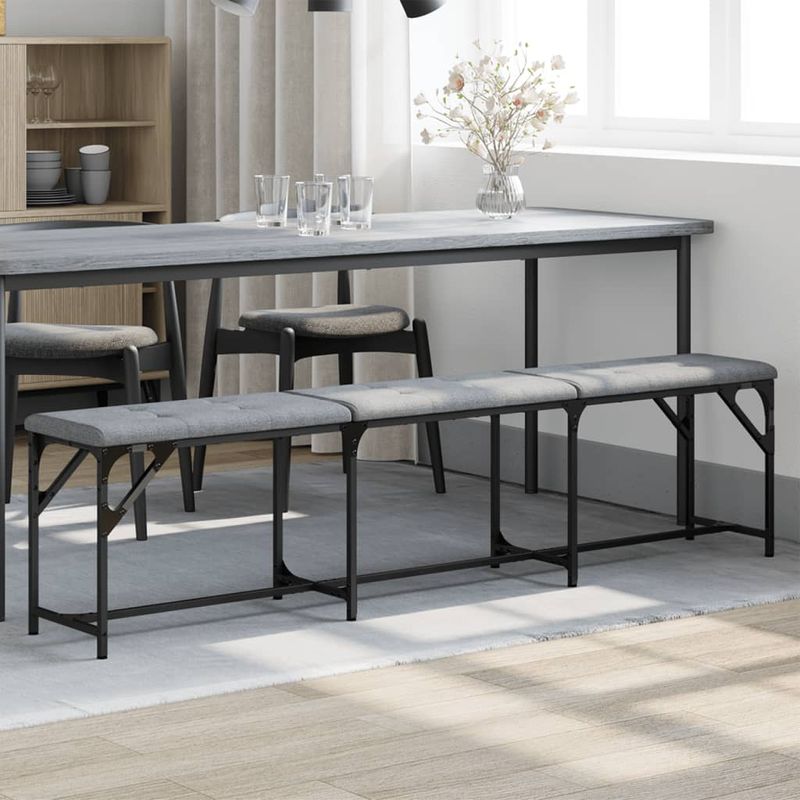 Casa si Gradina - Mobilier - Canapele si coltare - Banchete - Banca de bucatarie, gri deschis, 186x32x45 cm, otel si textil - Infinity.ro