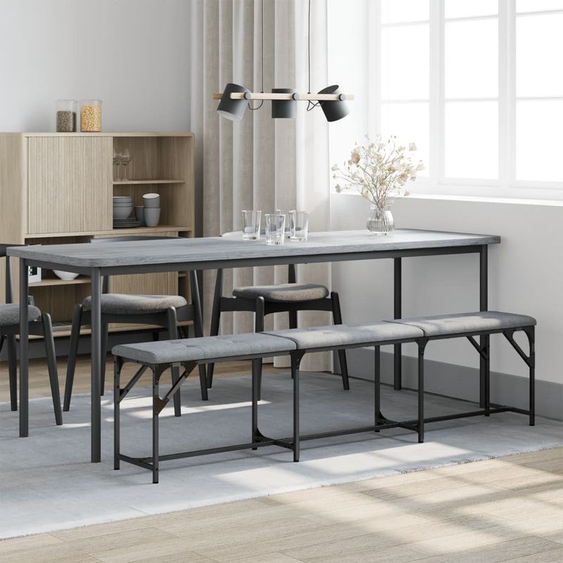 Casa si Gradina - Mobilier - Canapele si coltare - Banchete - Banca de bucatarie, gri deschis, 186x32x45 cm, otel si textil - Infinity.ro