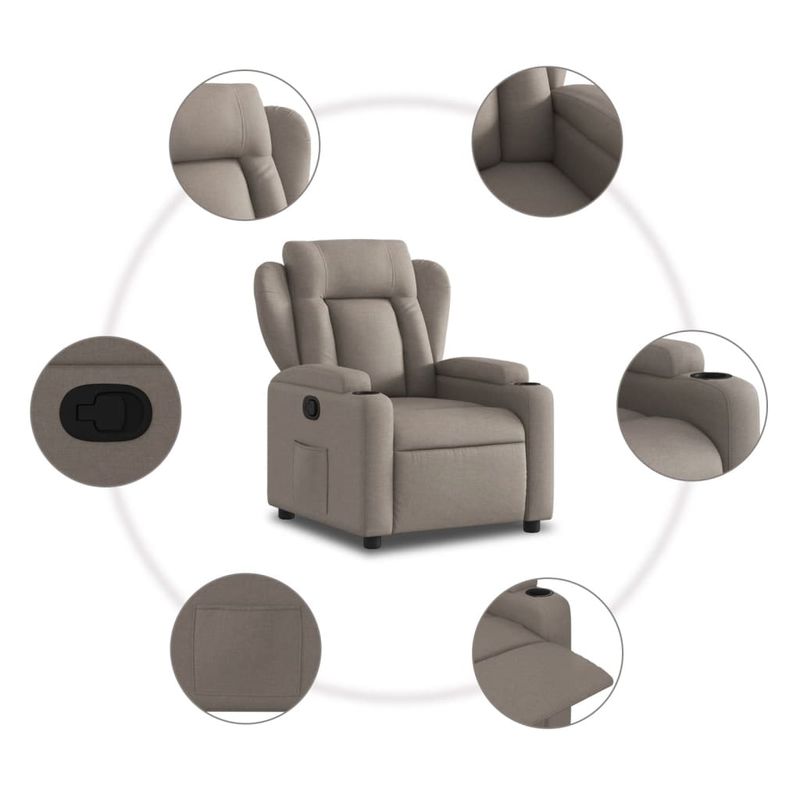 Casa si Gradina - Mobilier - Scaune si fotolii - Fotolii - Fotoliu rabatabil, gri taupe, material textil - Infinity.ro