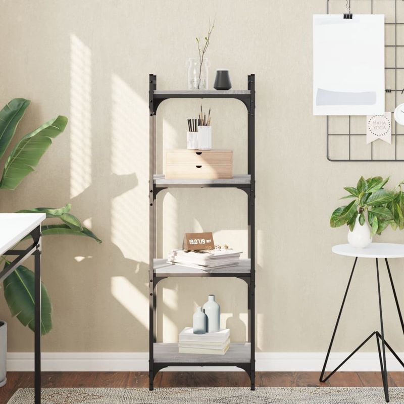 Casa si Gradina - Mobilier - Biblioteci si rafturi - Biblioteci - Biblioteca cu 4 niveluri gri sonoma 40x30x120 cm lemn prelucrat - Infinity.ro