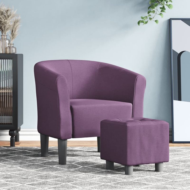 Casa si Gradina - Mobilier - Scaune si fotolii - Fotolii - Fotoliu tip cuva cu taburet, violet, material textil - Infinity.ro