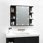 Casa si Gradina - Mobilier - Mobilier baie - Comode baie - Dulap cu oglinda si LED, negru, 70x16,5x60 cm - Infinity.ro