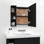 Casa si Gradina - Mobilier - Mobilier baie - Comode baie - Dulap cu oglinda si LED, negru, 70x16,5x60 cm - Infinity.ro