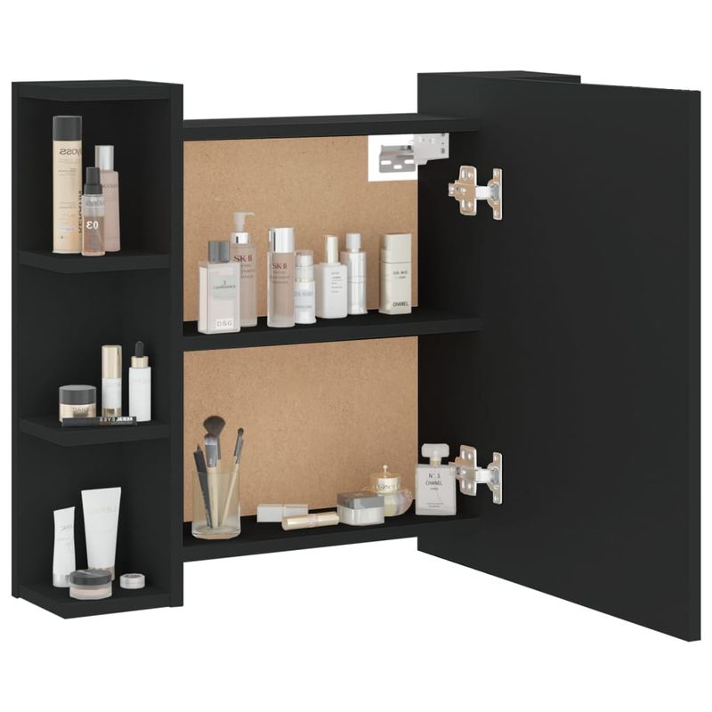 Casa si Gradina - Mobilier - Mobilier baie - Comode baie - Dulap cu oglinda si LED, negru, 70x16,5x60 cm - Infinity.ro