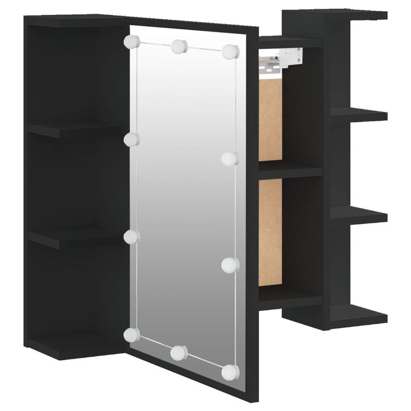 Casa si Gradina - Mobilier - Mobilier baie - Comode baie - Dulap cu oglinda si LED, negru, 70x16,5x60 cm - Infinity.ro