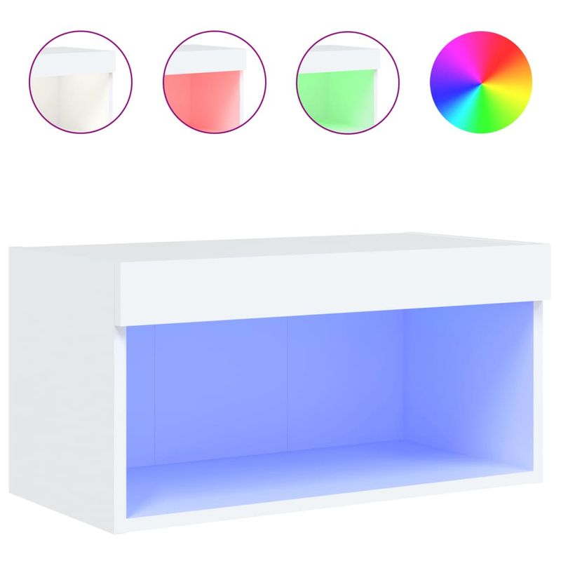 Casa si Gradina - Mobilier - Comode si corpuri - Comode - Comoda TV cu lumini LED, alb, 60x30x30 cm - Infinity.ro